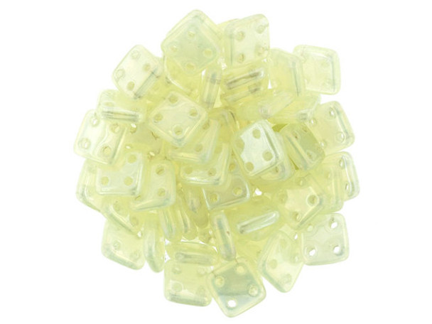 CzechMates Glass 6mm 4-Hole Luster Iris Milky Jonquil QuadraTile Bead 2.5-Inch Tube