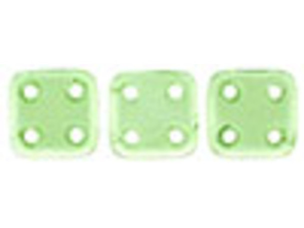 CzechMates Glass 6mm 4-Hole Peridot QuadraTile Bead 2.5-Inch Tube