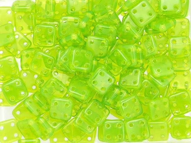 CzechMates Glass 6mm 4-Hole Milky Dark Peridot QuadraTile Bead 2.5-Inch Tube