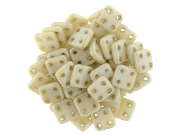 CzechMates Glass, QuadraTile 4-Hole Square Beads 6mm, Opaque Champagne Luster