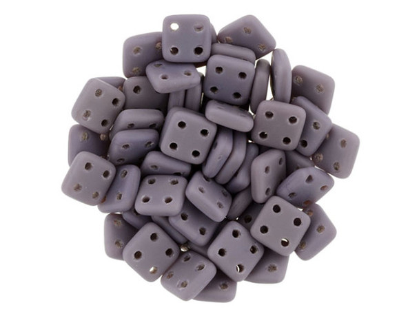 CzechMates Glass 6mm 4-Hole Matte Opaque Purple QuadraTile Bead 2.5-Inch Tube