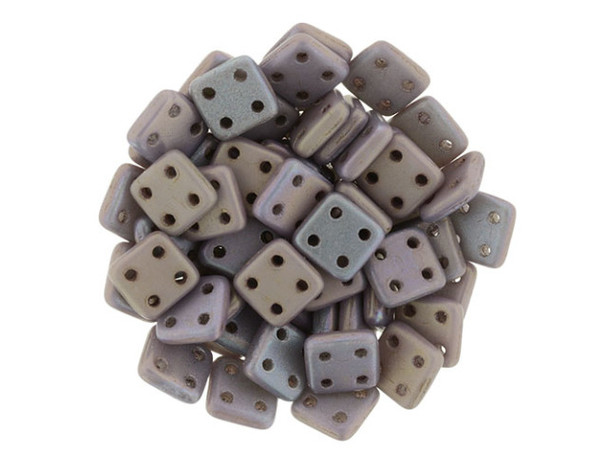 CzechMates Glass 6mm 4-Hole Matte Oxidized Bronze Jade QuadraTile Bead 2.5-Inch Tube