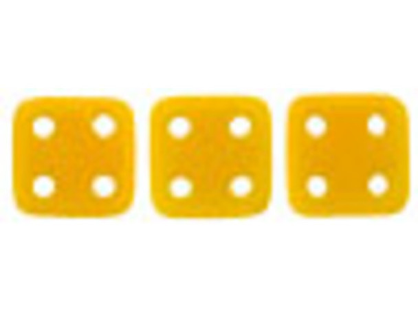 CzechMates Glass 6mm 4-Hole Opaque Sunflower Yellow QuadraTile Bead 2.5-Inch Tube