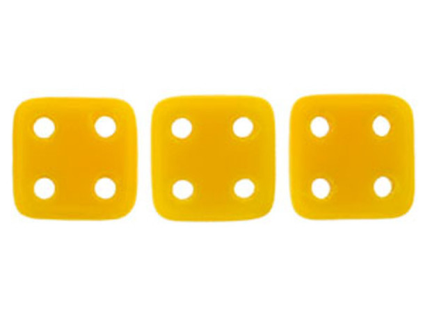 CzechMates Glass 6mm 4-Hole Opaque Sunflower Yellow QuadraTile Bead 2.5-Inch Tube