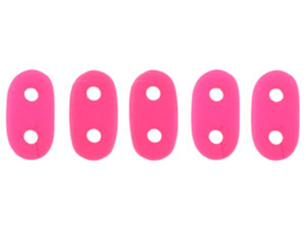 CzechMates Glass 3 x 6mm 2-Hole Neon Pink Bar Bead 2.5-Inch Tube
