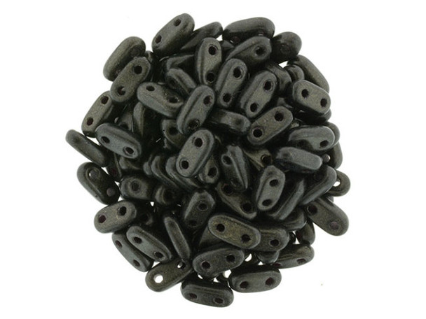 CzechMates Glass, 2-Hole Bar Beads 6x2mm, Metallic Dark Green Suede