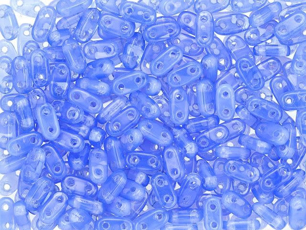 CzechMates Glass 3 x 6mm 2-Hole Milky Sapphire Bar Bead 2.5-Inch Tube