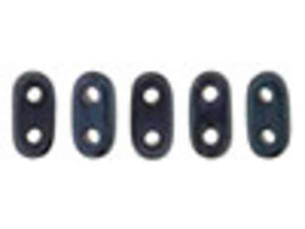 CzechMates Glass, 2-Hole Bar Beads 6x2mm, Metallic Dark Blue Suede