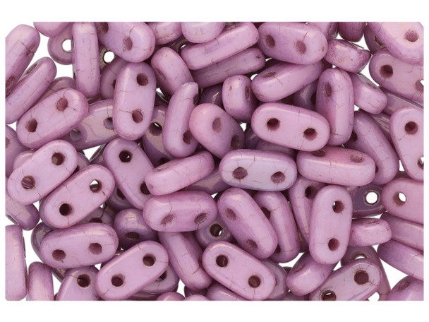 CzechMates Glass, 2-Hole Bar Beads 6x2mm, Opaque Lilac Luster