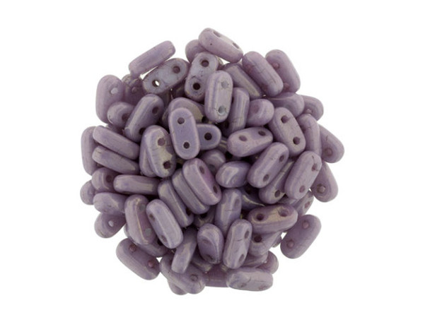 CzechMates Glass, 2-Hole Bar Beads 6x2mm, Opaque Lilac Luster