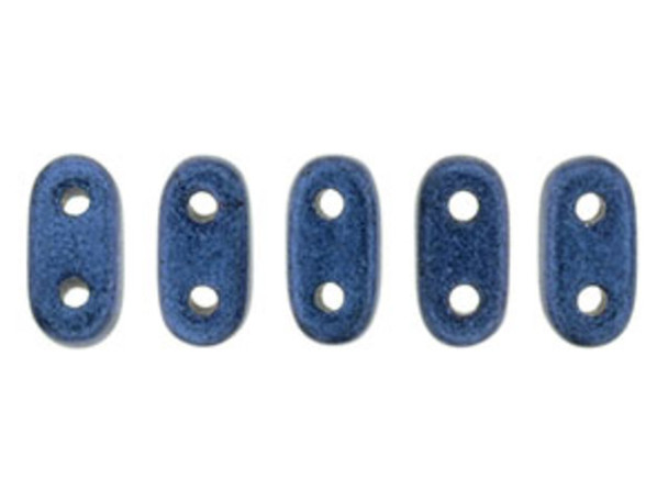 CzechMates Glass, 2-Hole Bar Beads 6x2mm, Metallic Blue Suede