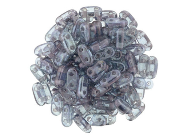 CzechMates Glass, 2-Hole Bar Beads 6x2mm, Transparent Amethyst Luster