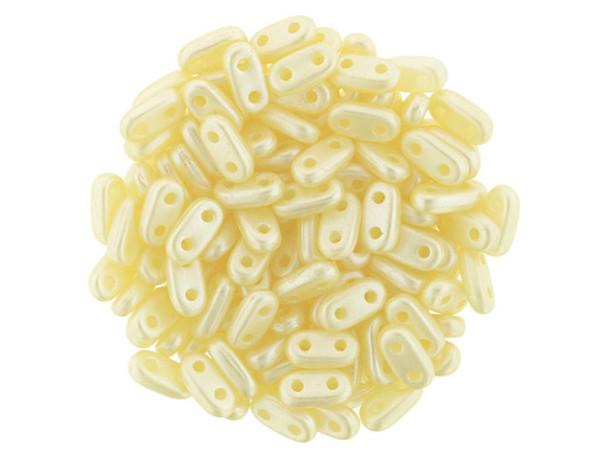 CzechMates Glass 3 x 6mm 2-Hole Pearl Coat Cream Bar Bead 2.5-Inch Tube