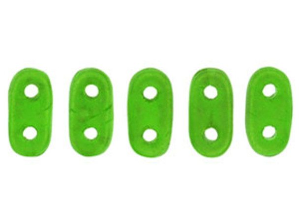 CzechMates Glass 3 x 6mm 2-Hole Sueded Gold Emerald Bar Bead 2.5-Inch Tube