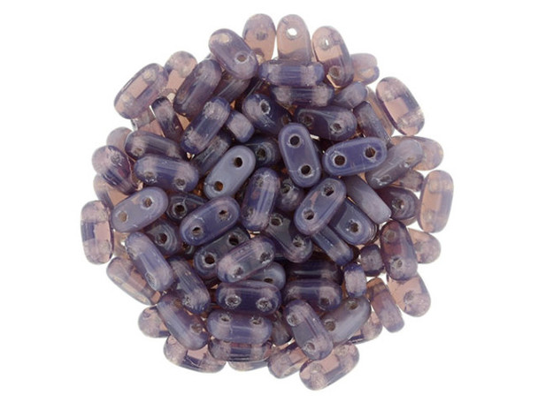 CzechMates Glass 3 x 6mm 2-Hole Milky Amethyst Bar Bead 2.5-Inch Tube