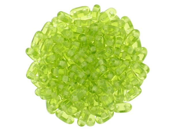 CzechMates Glass 3 x 6mm 2-Hole Olivine Bar Bead 2.5-Inch Tube