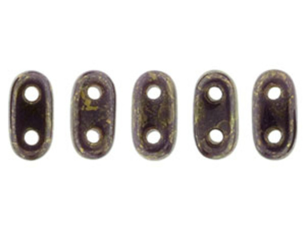 CzechMates Glass 3 x 6mm 2-Hole Opaque Purple Bronze Picasso Bar Bead 2.5-Inch Tube