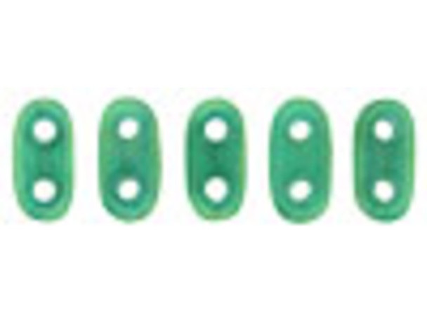 CzechMates Glass 3 x 6mm 2-Hole Luster Iris Atlantis Green Bar Bead 2.5-Inch Tube