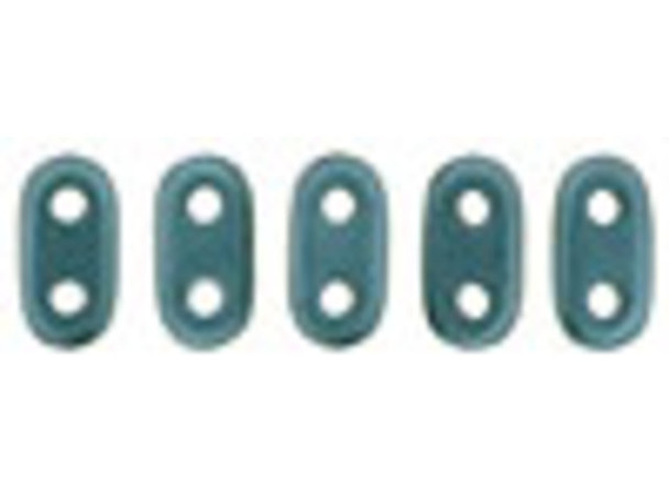 CzechMates Glass 3 x 6mm 2-Hole Pearl Coat Steel Blue Bar Bead 2.5-Inch Tube