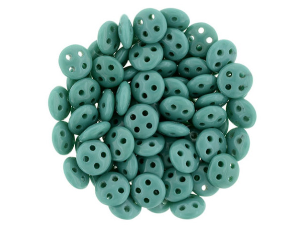 CzechMates Glass 6mm Four-Hole Gulf Turquoise QuadraLentil Bead (2.5-Inch Tube)
