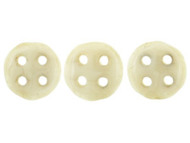 CzechMates Glass, 4-Hole QuadraLentil Beads 6mm, Opaque Champagne Luster