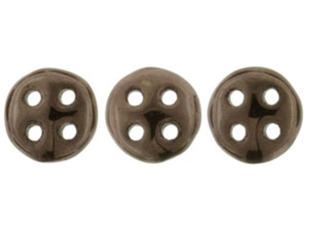 CzechMates Glass, 4-Hole QuadraLentil Beads 6mm, Dark Bronze
