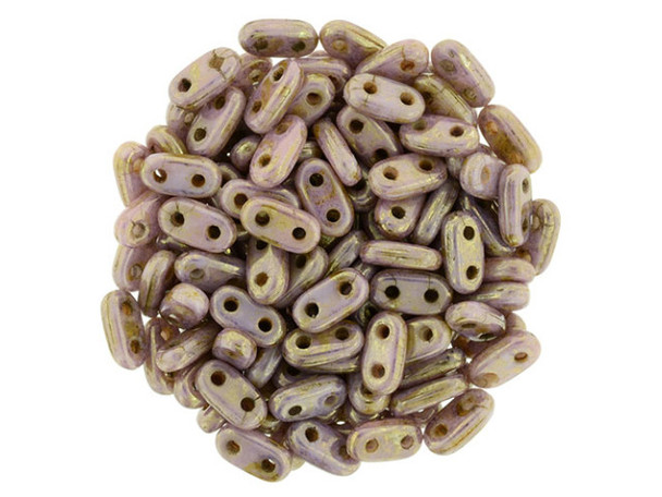 CzechMates Glass 3 x 6mm 2-Hole Luster Opaque Gold/Smoky Topaz Bar Bead 2.5-Inch Tube