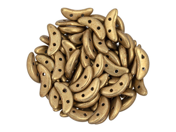 CzechMates Glass 4 x 10mm ColorTrends Saturated Metallic Ceylon Yellow 2-Hole Crescent Bead 2.5-Inch Tube