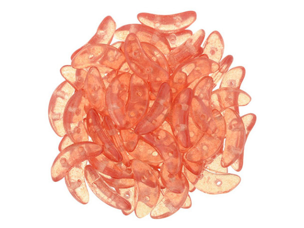 CzechMates Glass 4 x 10mm 2-Hole ColorTrends Peach Echo Crescent Bead 2.5-Inch Tube
