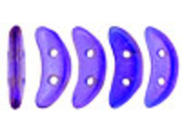 CzechMates Glass 4x10mm Cobalt Iris Luster 2-Hole Crescent Bead, 2.5-Inch Tube