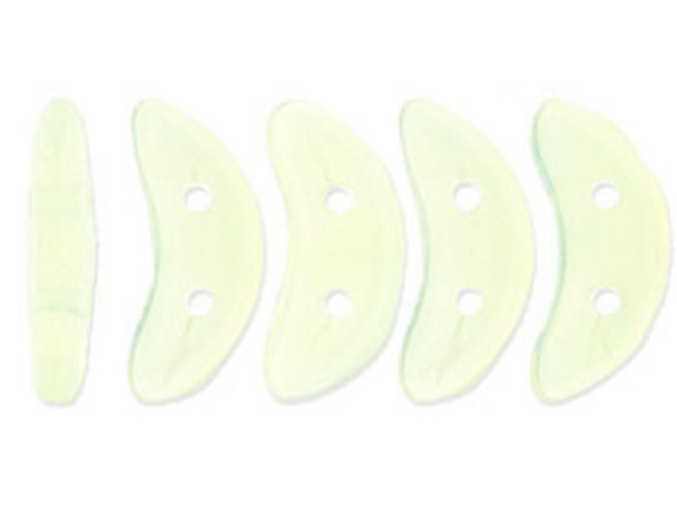 CzechMates Glass 4x10mm Milky Jonquil 2-Hole Crescent Bead, 2.5-Inch Tube