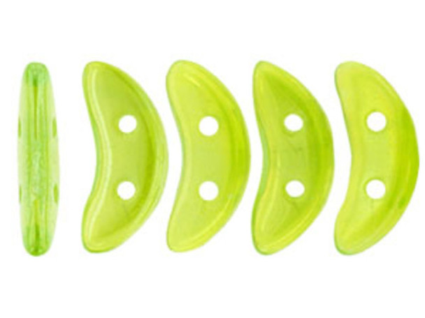 CzechMates Glass 4x10mm Milky Dark Peridot Iris Luster 2-Hole Crescent Bead (2.5-Inch Tube)