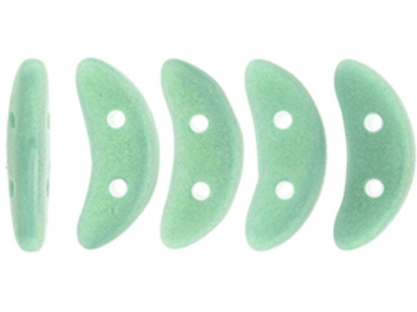 CzechMates Glass 4 x 10mm 2-Hole Sueded Olive Turquoise Crescent Bead 2.5-Inch Tube