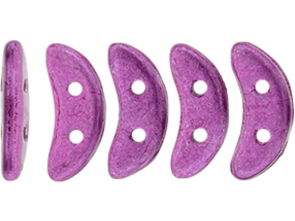 CzechMates Glass 4 x 10mm 2-Hole ColorTrends Saturated Metallic Pink Yarrow Crescent Bead 2.5-Inch Tube