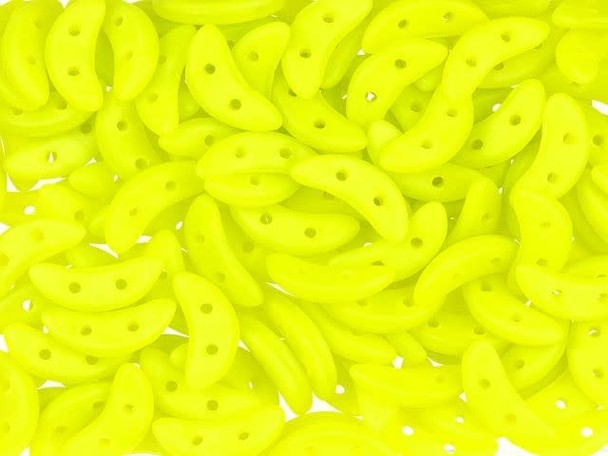 CzechMates Glass 4 x 10mm 2-Hole Matte Chartreuse Crescent Bead 2.5-Inch Tube