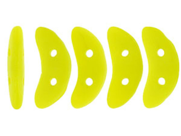 CzechMates Glass 4 x 10mm 2-Hole Matte Chartreuse Crescent Bead 2.5-Inch Tube