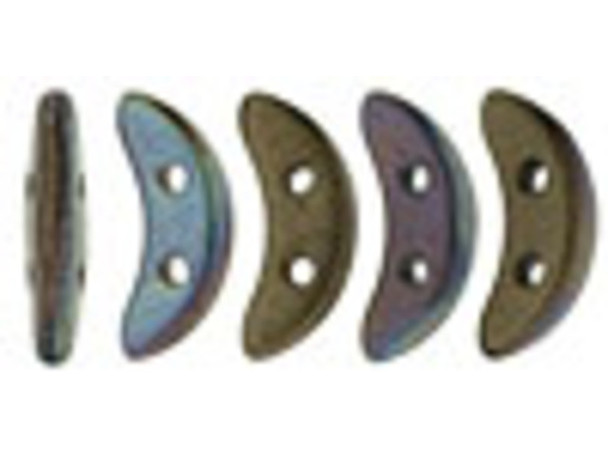 CzechMates Glass 4x10mm 2-Hole Matte Jet Bronze Vega Crescent Bead, 2.5-Inch Tube
