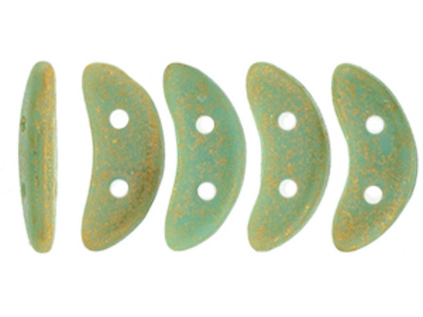 CzechMates Glass 4 x 10mm 2-Hole Turquoise Antique Shimmer Crescent Bead 2.5-Inch Tube