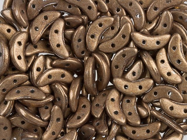 CzechMates Glass 4x10mm Saturated Metallic Tan 2-Hole Crescent Bead, 2.5 Inch Tube