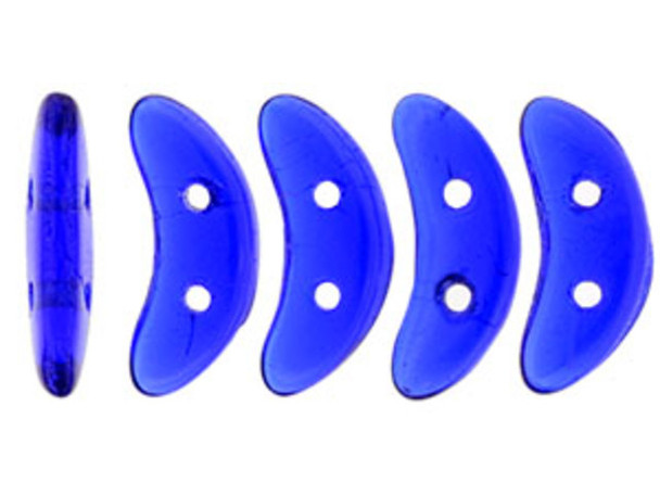 CzechMates Glass 4 x 10mm 2-Hole Cobalt Crescent Bead 2.5-Inch Tube