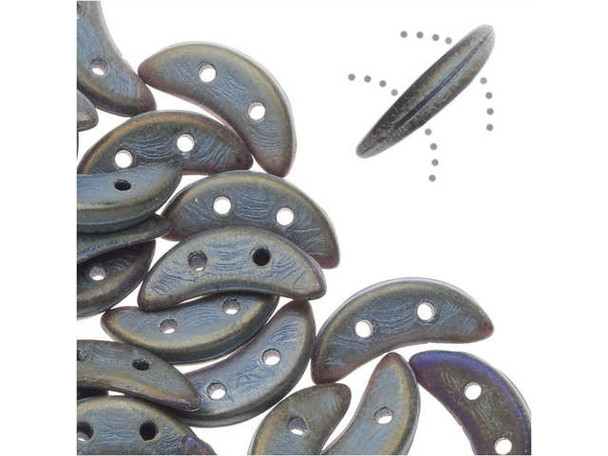 CzechMates Glass, 2-Hole Crescent Beads 10x4.5mm, Matte Brown Iris