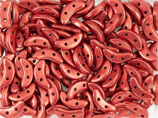 CzechMates Glass 4 x 10mm 2-Hole ColorTrends Saturated Metallic Cherry Tomato Crescent Bead 2.5-Inch Tube