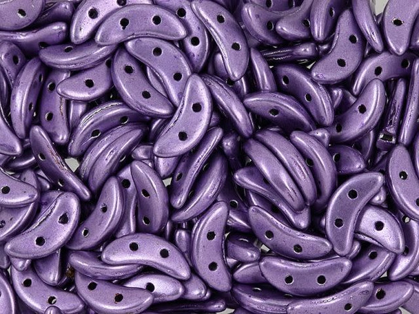 CzechMates Glass 4 x 10mm ColorTrends Saturated Metallic Crocus Petal 2-Hole Crescent Bead 2.5-Inch Tube
