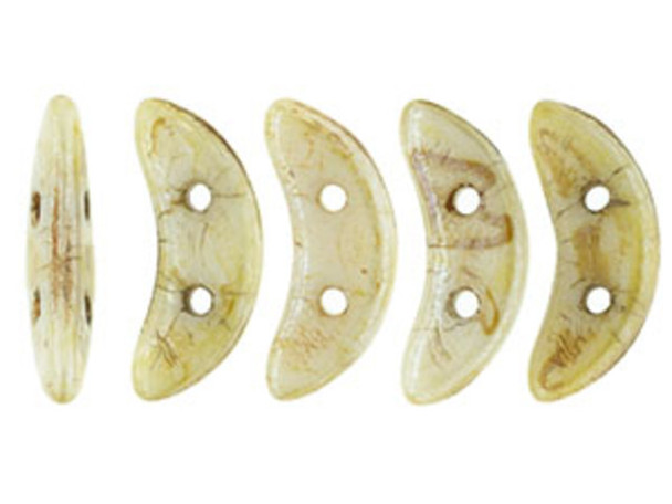 CzechMates Glass 4x10mm 2-Hole Opaque Luster with Picasso Finish Crescent Bead, 2.5-Inch Tube