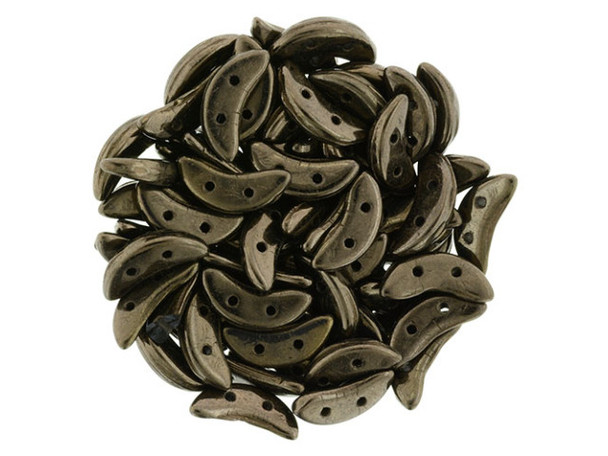 CzechMates Glass, 2-Hole Crescent Beads 10x4.5mm, Dark Bronze