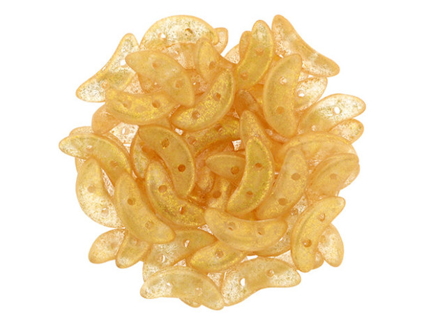 CzechMates Glass 4 x 10mm 2-Hole Honey Shimmer Crescent Bead 2.5-Inch Tube