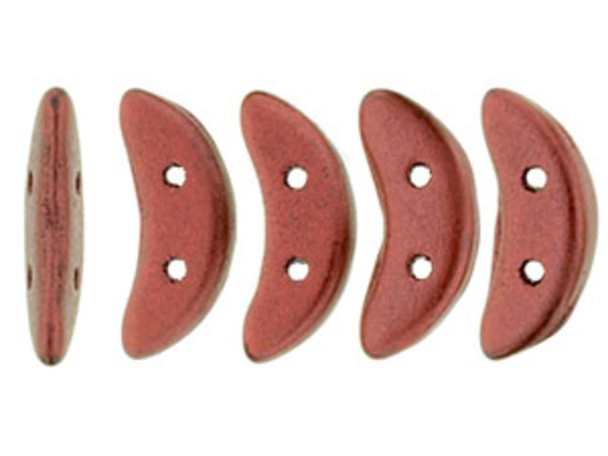 CzechMates Glass 4x10mm 2-Hole Matte Metallic Lava Crescent Bead 2.5-Inch Tube