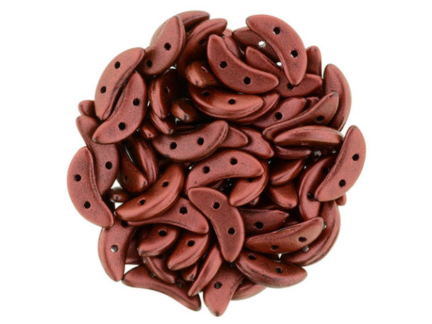 CzechMates Glass 4x10mm 2-Hole Matte Metallic Lava Crescent Bead 2.5-Inch Tube