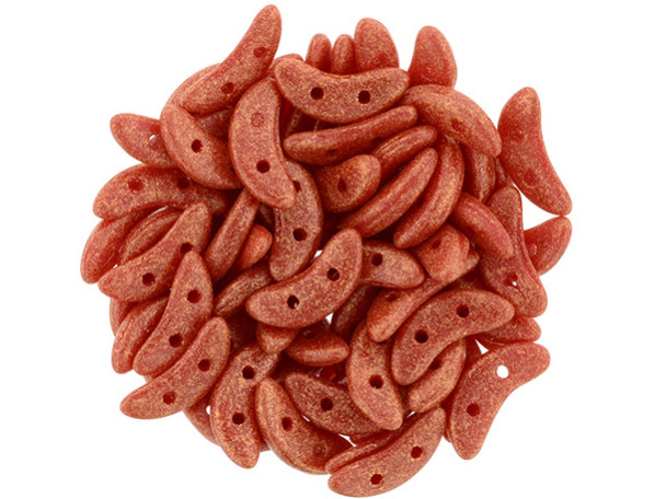 CzechMates Glass 4 x 10mm 2-Hole Red Antique Shimmer Crescent Bead 2.5-Inch Tube