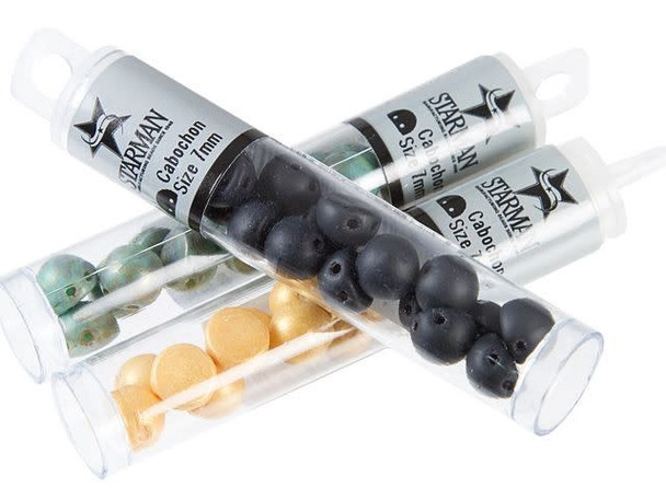 CzechMates 2-Hole 7mm ColorTrends: Saturated Metallic Bodacious Cabochon Beads 2.5-Inch Tube